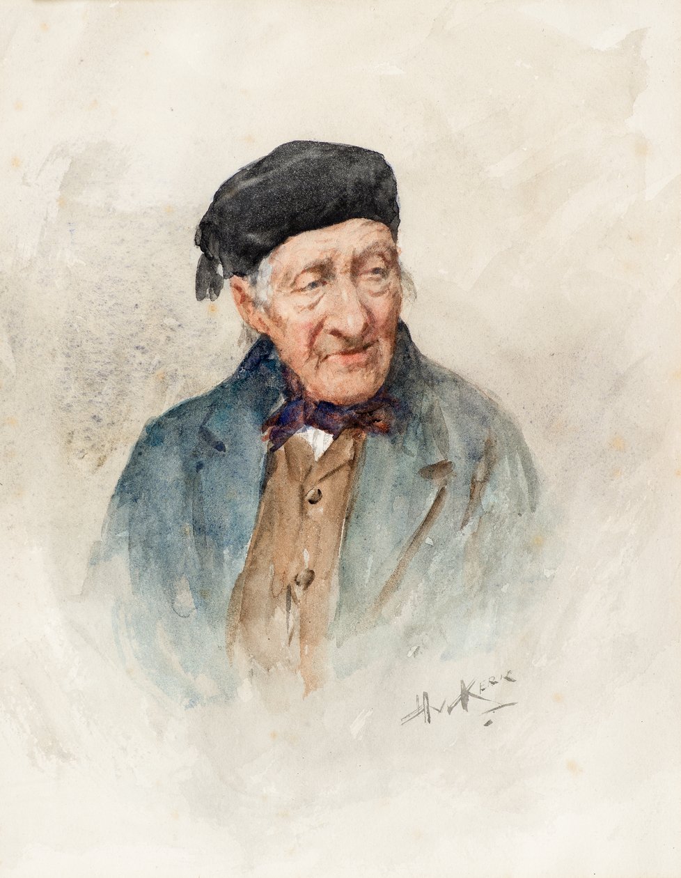 Portrét starého muže (akvarel) od Henry Wright Kerr