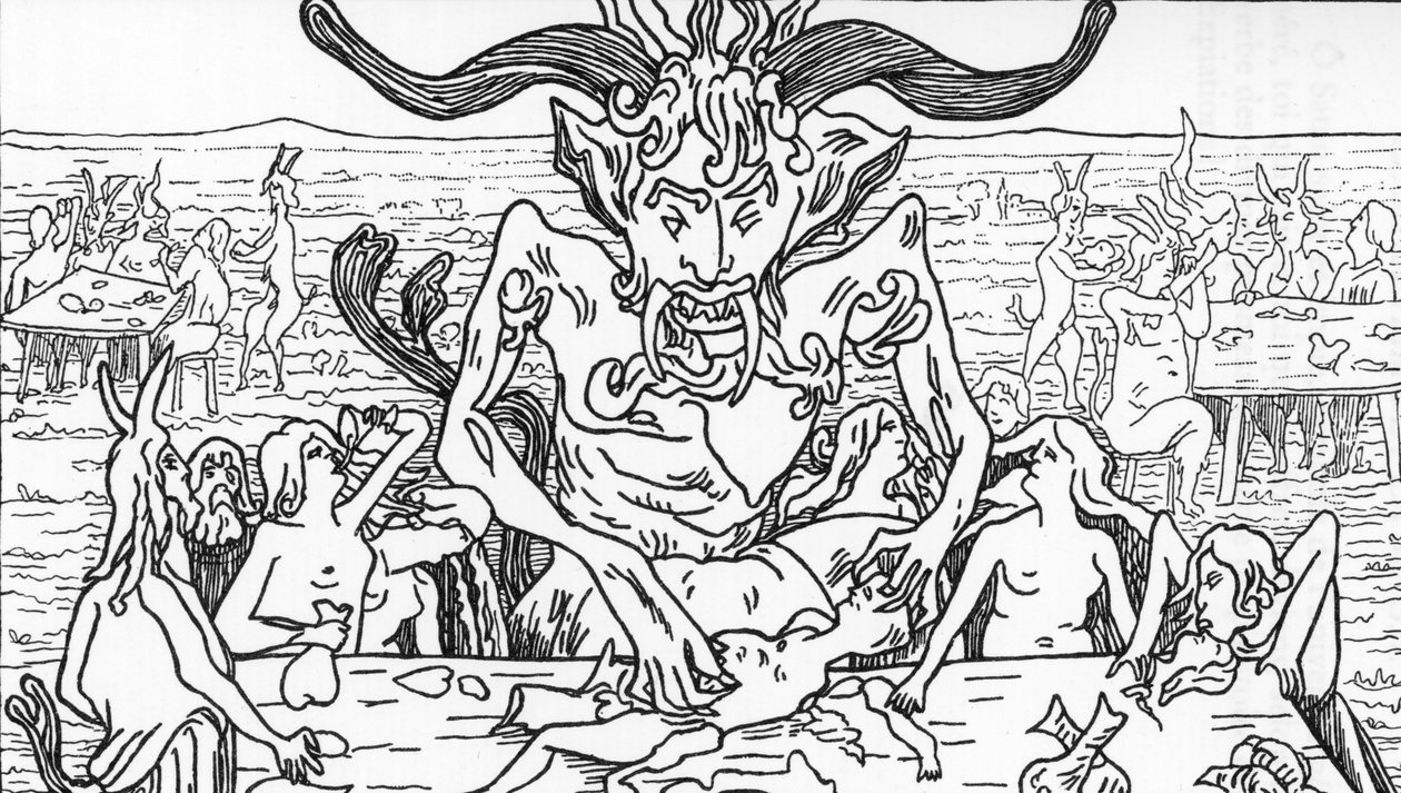 Satanova hostina Kresba Henryho de Malvost z knihy „Satanismus a magie“ od Julese Boise 1895 Soukromá sbírka od Henry de Malvost
