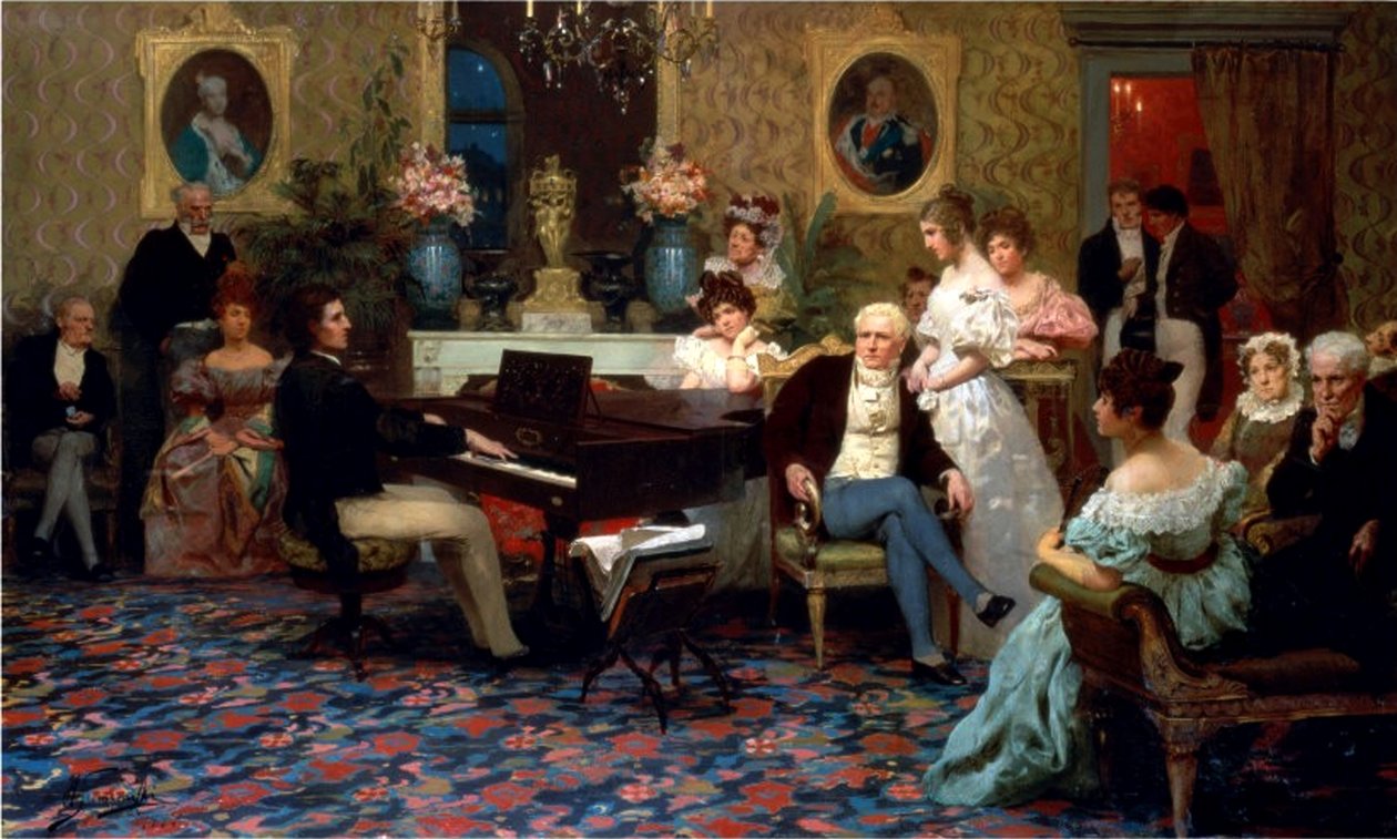 Chopin hraje na klavír v Prince Radziwills Salon, 1887 od Henryk Siemiradzki