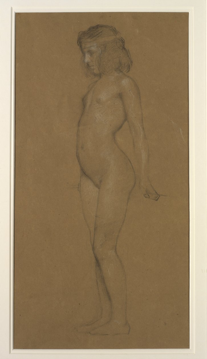 Studie mladé dívky (tužka na papíře zvýrazněná bílou) od Herbert James Draper