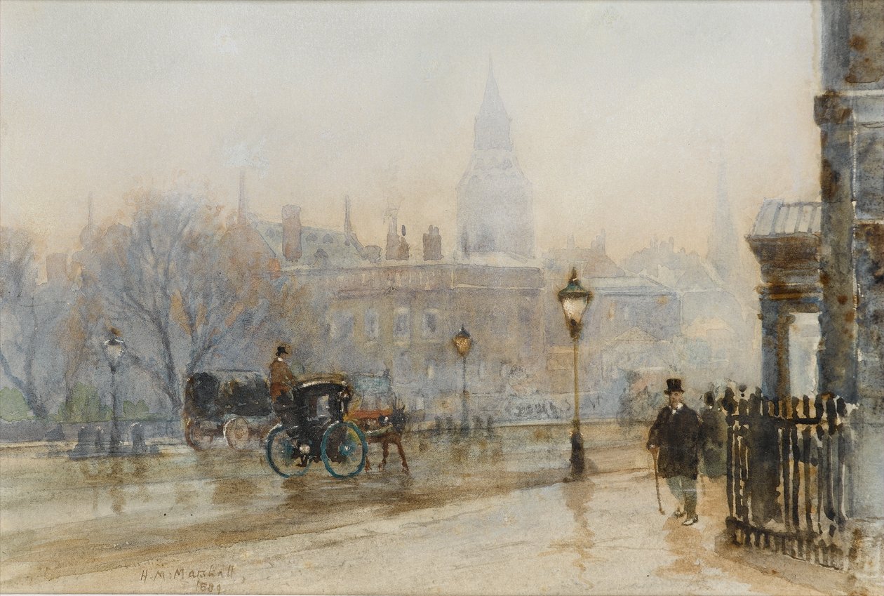 A London Street, 1889 (wc na papíře) od Herbert Menzies Marshall