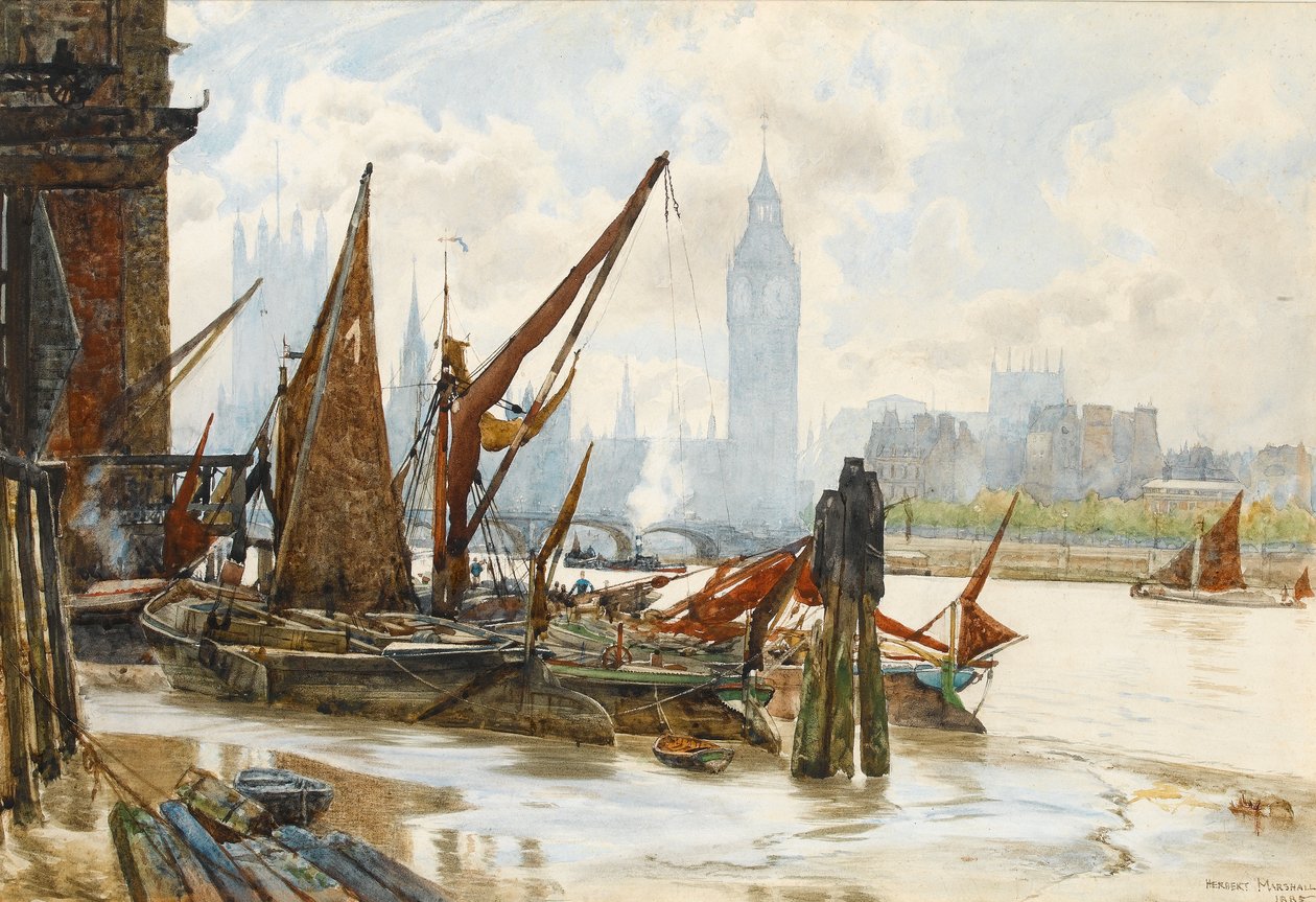 Westminster z South Bank, 1885 (wc na papíře) od Herbert Menzies Marshall