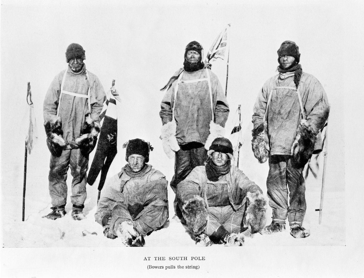 Scott, Wilson, Oates, Bowers a Evans na jižním pólu, 1912 (černobílá fotografie) od Herbert Ponting