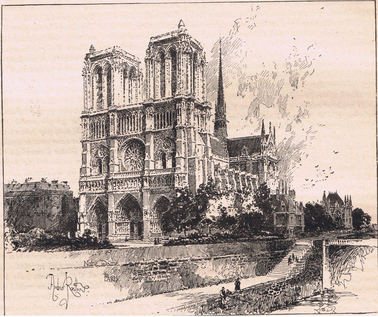 Notre Dame, Paříž od Herbert Railton