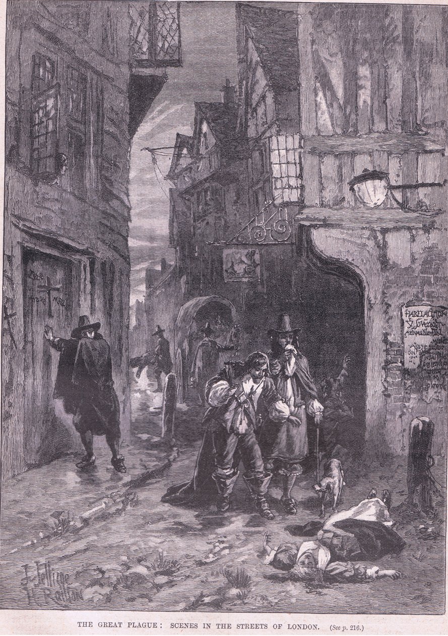 Velký mor: Scény v ulicích Londýna AD 1665 od Herbert Railton