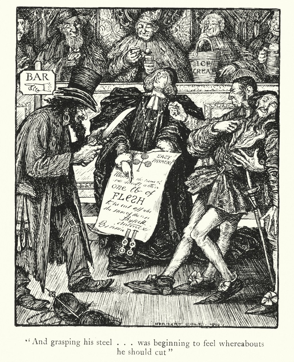 Ingoldsbyho legendy: Kupec benátský (litografie) od Herbert Cole