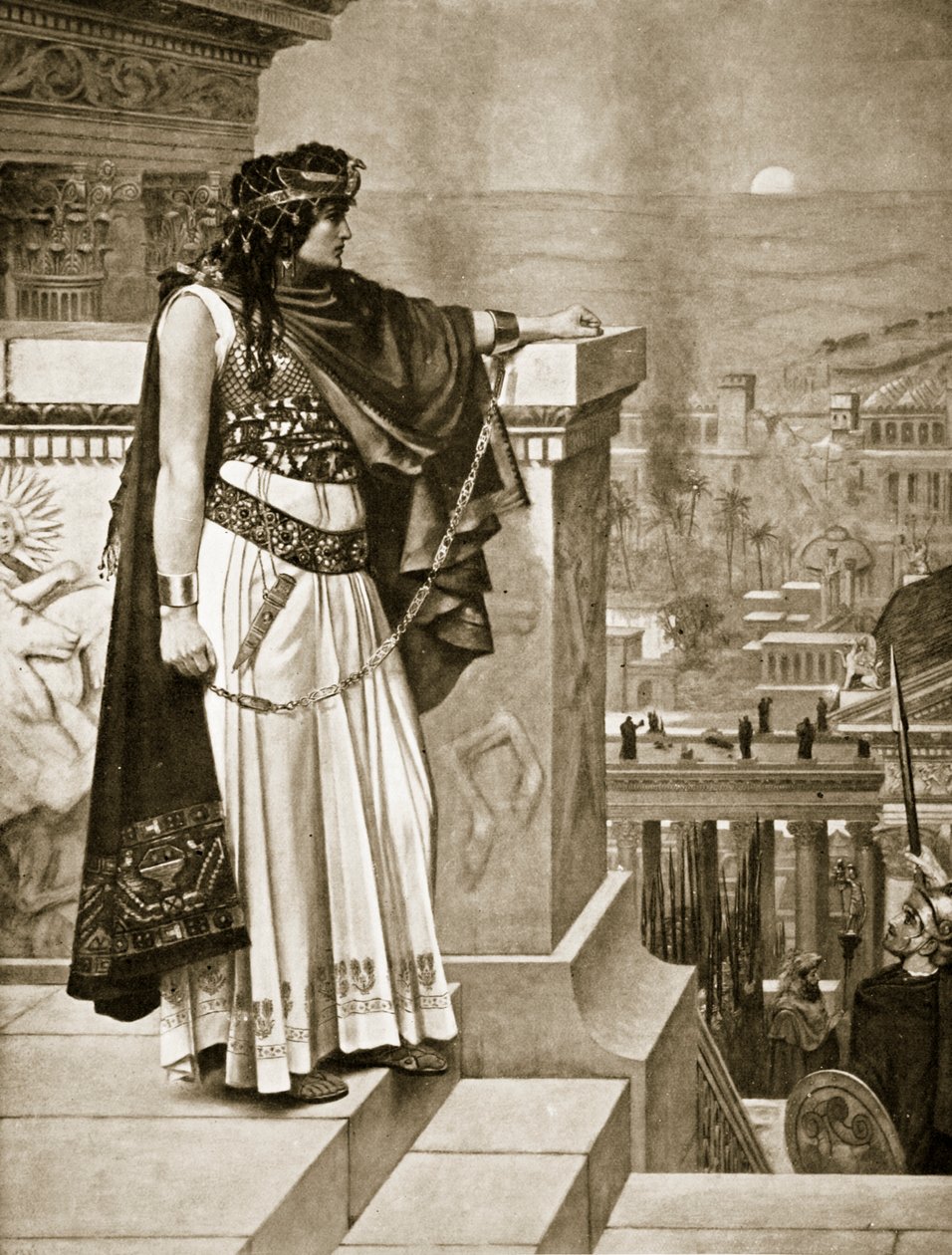 Zenobiin poslední pohled na Palmýru, ilustrace z „Hutchinsonových dějin národů“, 1915 od Herbert Gustave Schmalz