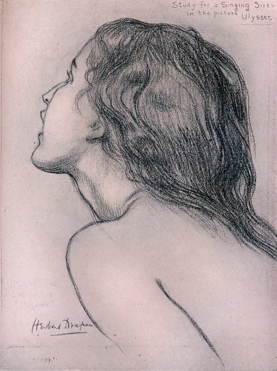 Studie pro zpívající sirénu, c1909 od Herbert James Draper