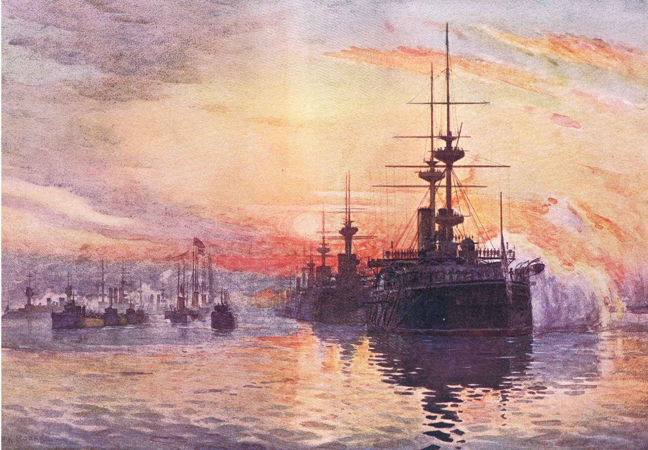 Poslední plavba královny Viktorie 1901 1. února, ilustrace z Cassells History of England, 1900s od Herbert Kerr Rooke