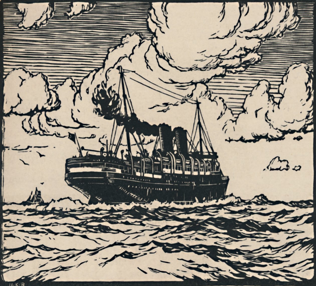 Parník na moři, 1919 od Herbert Kerr Rooke