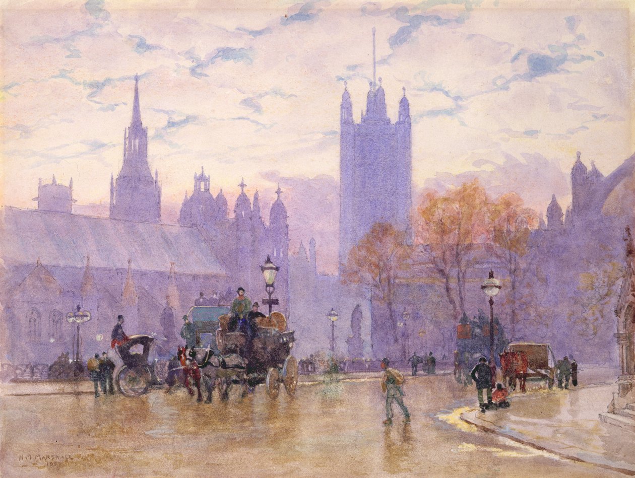 Ráno na Parliament Square, 1889 (wc na papíře) (pár 26735) od Herbert Menzies Marshall