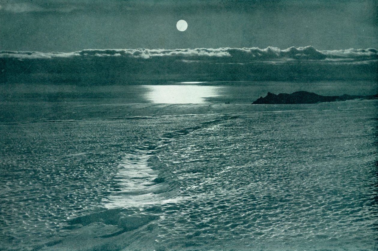Ledovec Barne: Trhlina s tenkým sněhovým mostem, c19101913, 1913. od Herbert Ponting