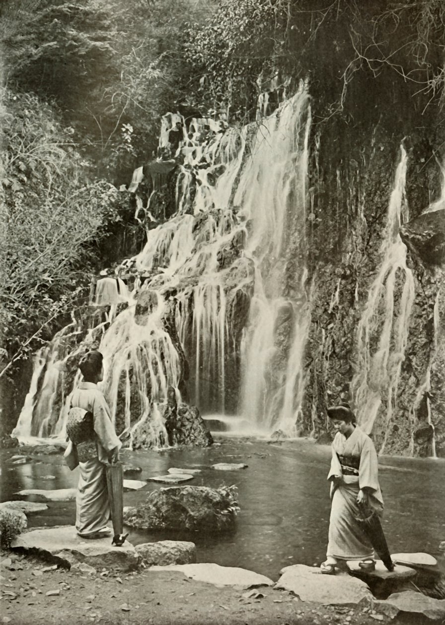 Vodopád padajících drahokamů v Yumoto, 1910. od Herbert Ponting