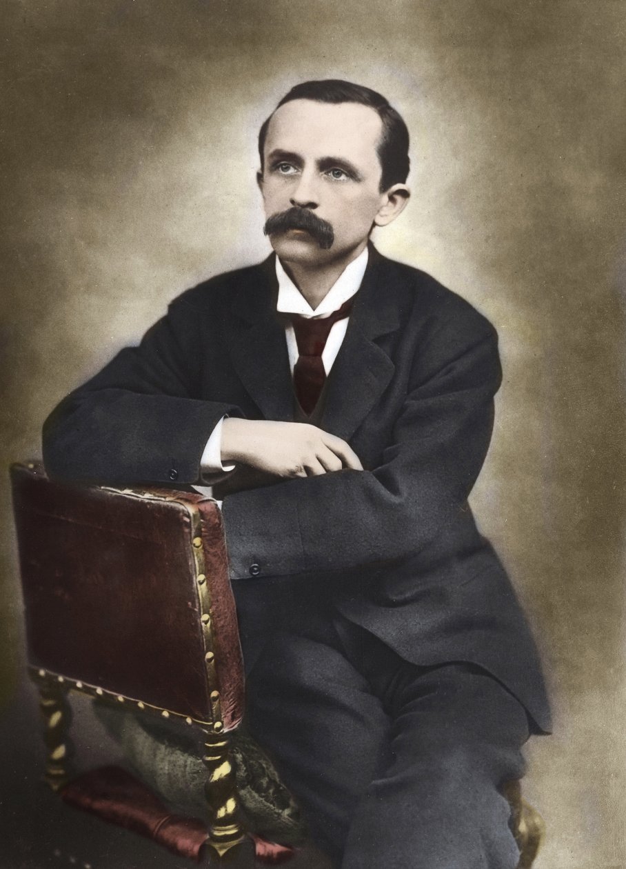 Portrét J.M.Barrieho fotografovaný Barraudem v roce 1893 - James Matthew Barrie (1860-1937), skotský spisovatel, tvůrce Peter Pan - Barevná fotografie. od Herbert Rose Barraud