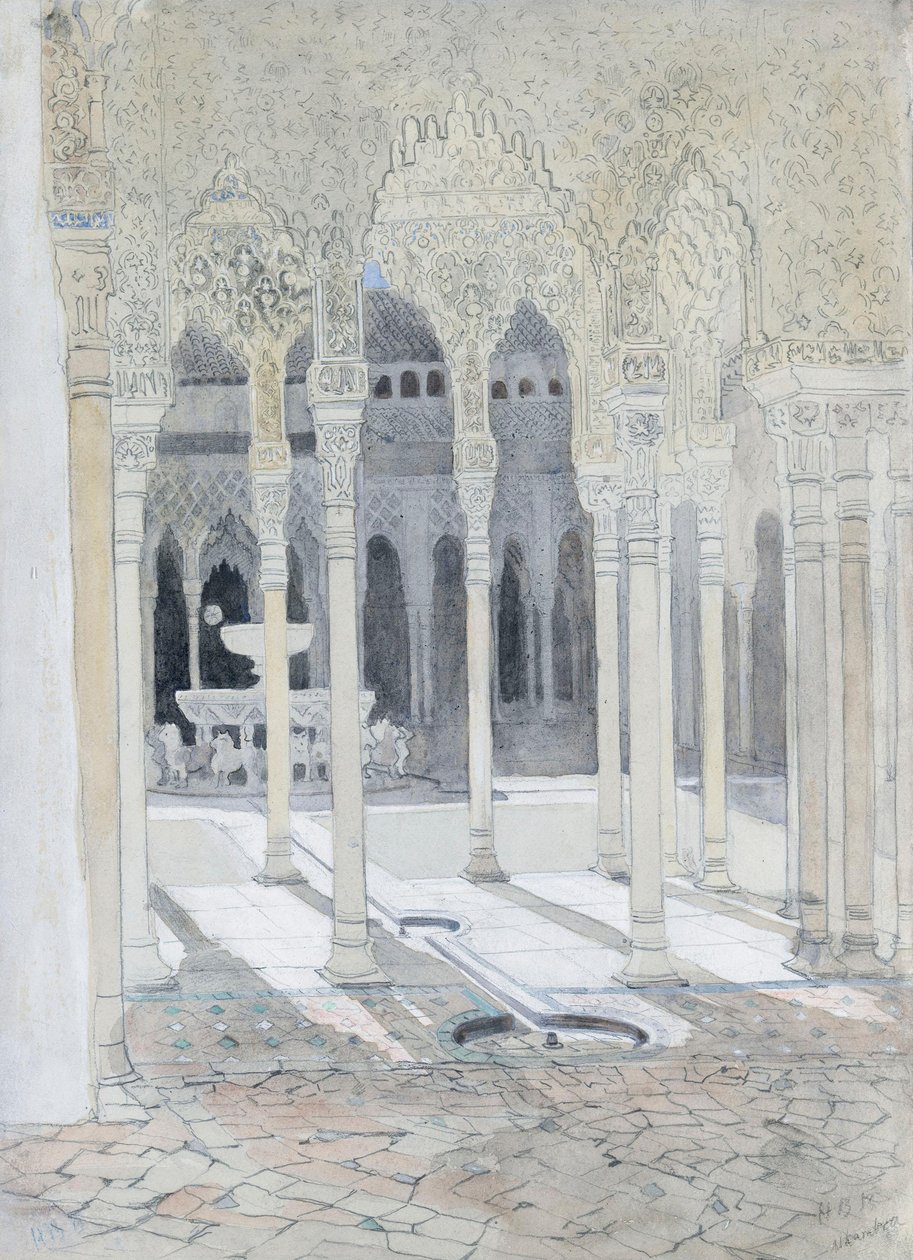Lví nádvoří, Alhambra, Granada, Španělsko od Hercules Brabazon Brabazon