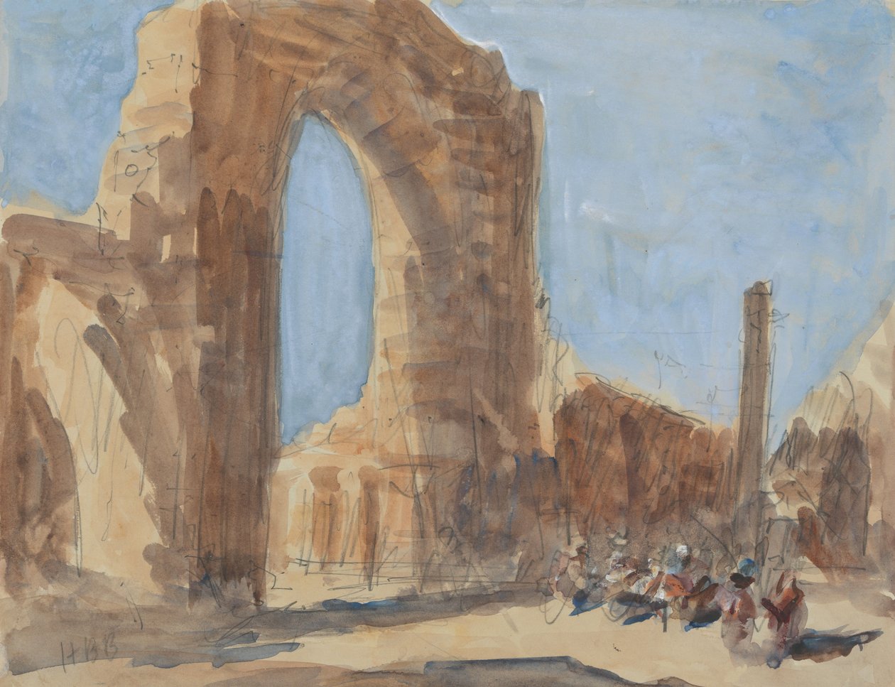 Mešita Quwwat-ul-Islam a železný sloup v Dillí, komplex Qutb Minar od Hercules Brabazon Brabazon