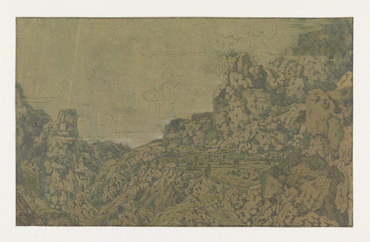 Horská krajina s náhorní plošinou, c. 1625-30 od Hercules Segers