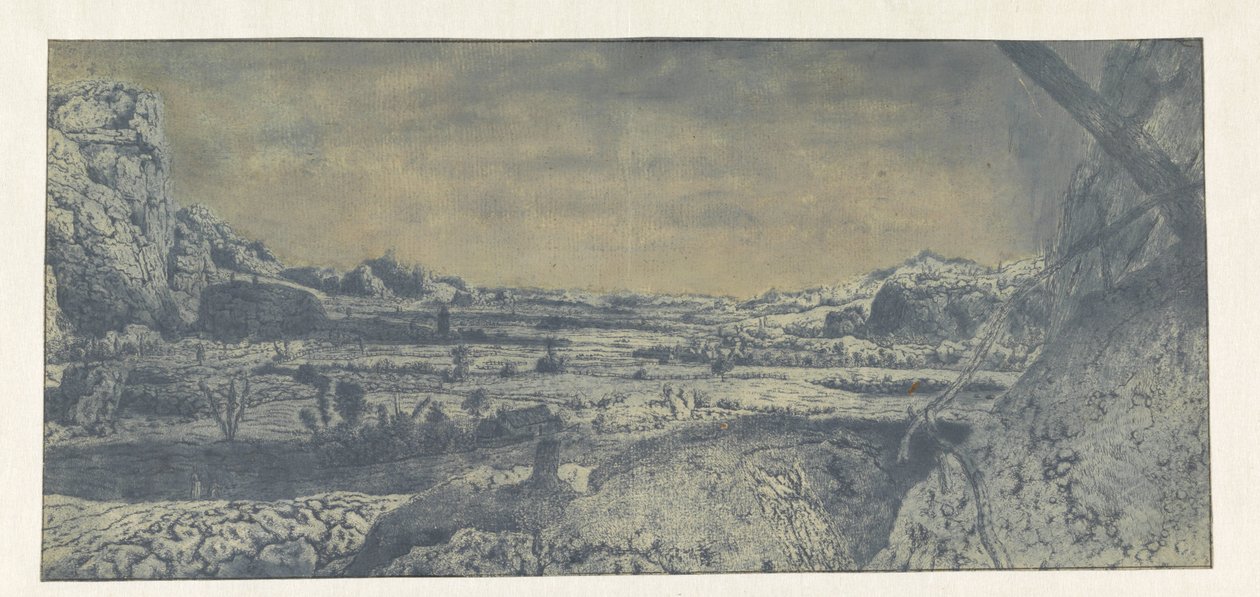 Horské údolí s oplocenými poli od Hercules Segers