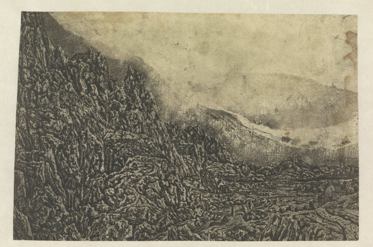 Skalnatá krajina se silnicí a řekou od Hercules Segers