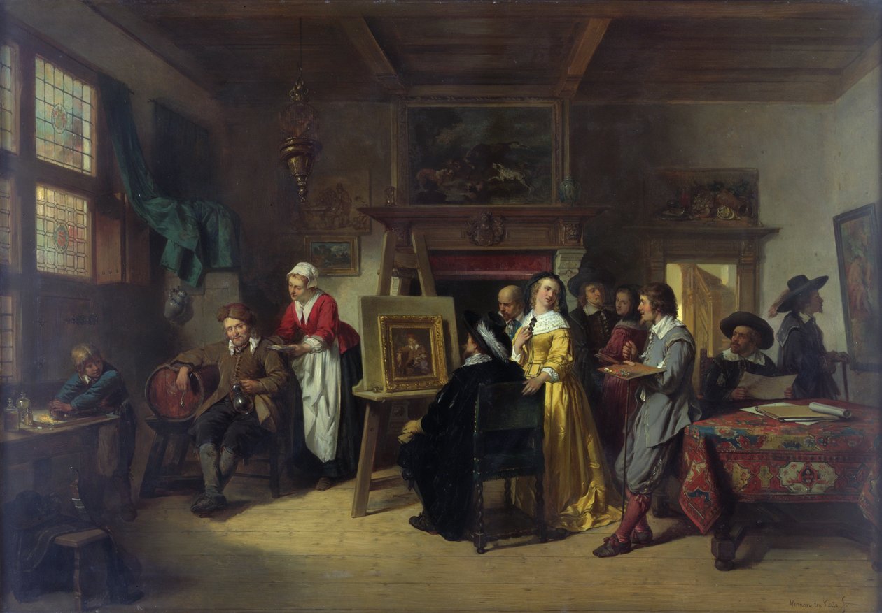 Rembrandt (1606-69) na návštěvě ateliéru Gabriela Metsu (1629-87) od Herman Frederick Carel Ten Kate