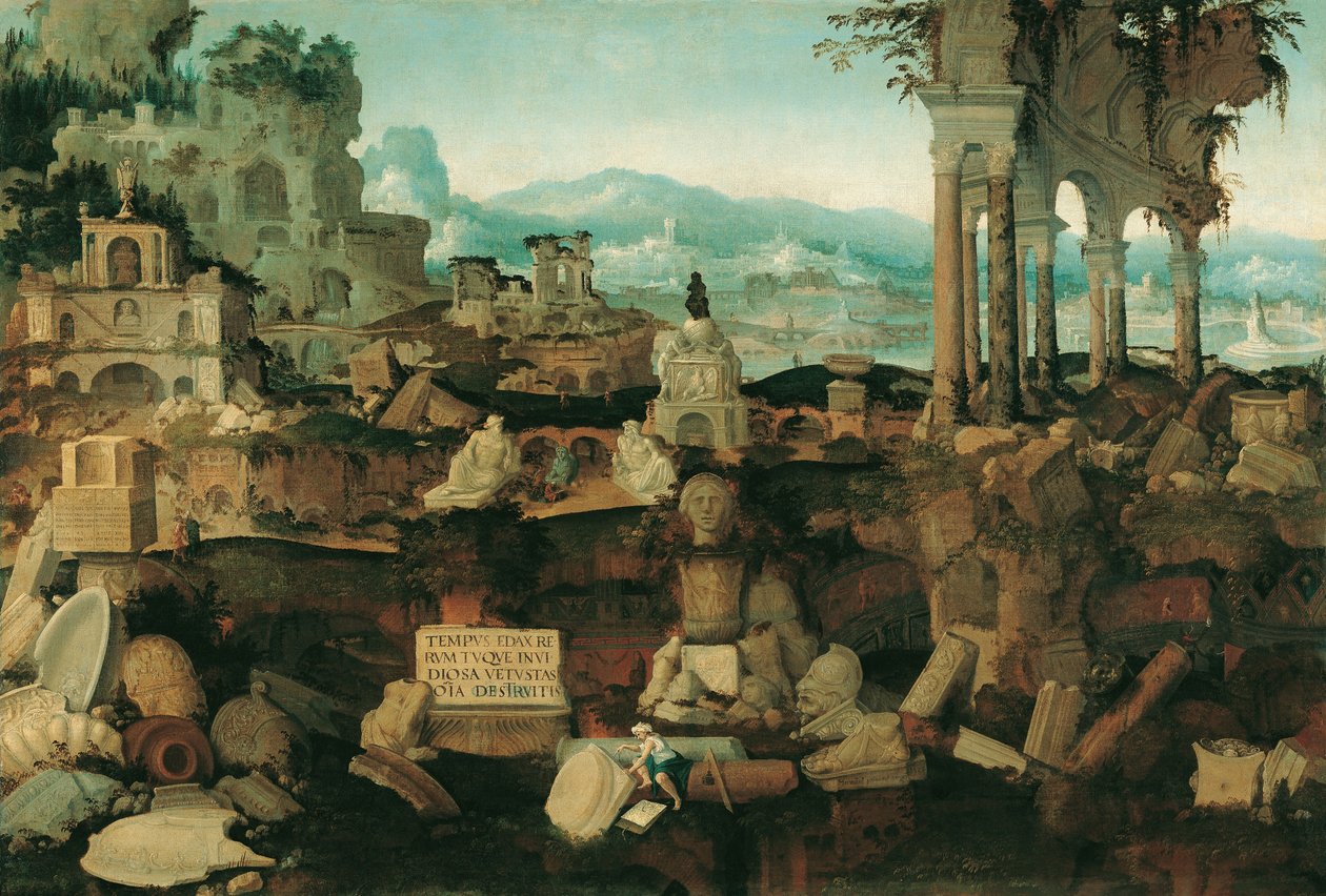 Krajina s římskými ruinami, 1536 od Herman Posthumus