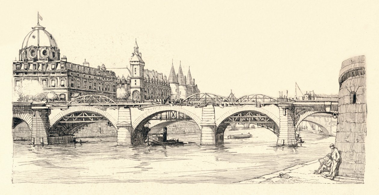 Práce na starém Pont Notre-Dame, 1913 1915 od Herman Armour Webster