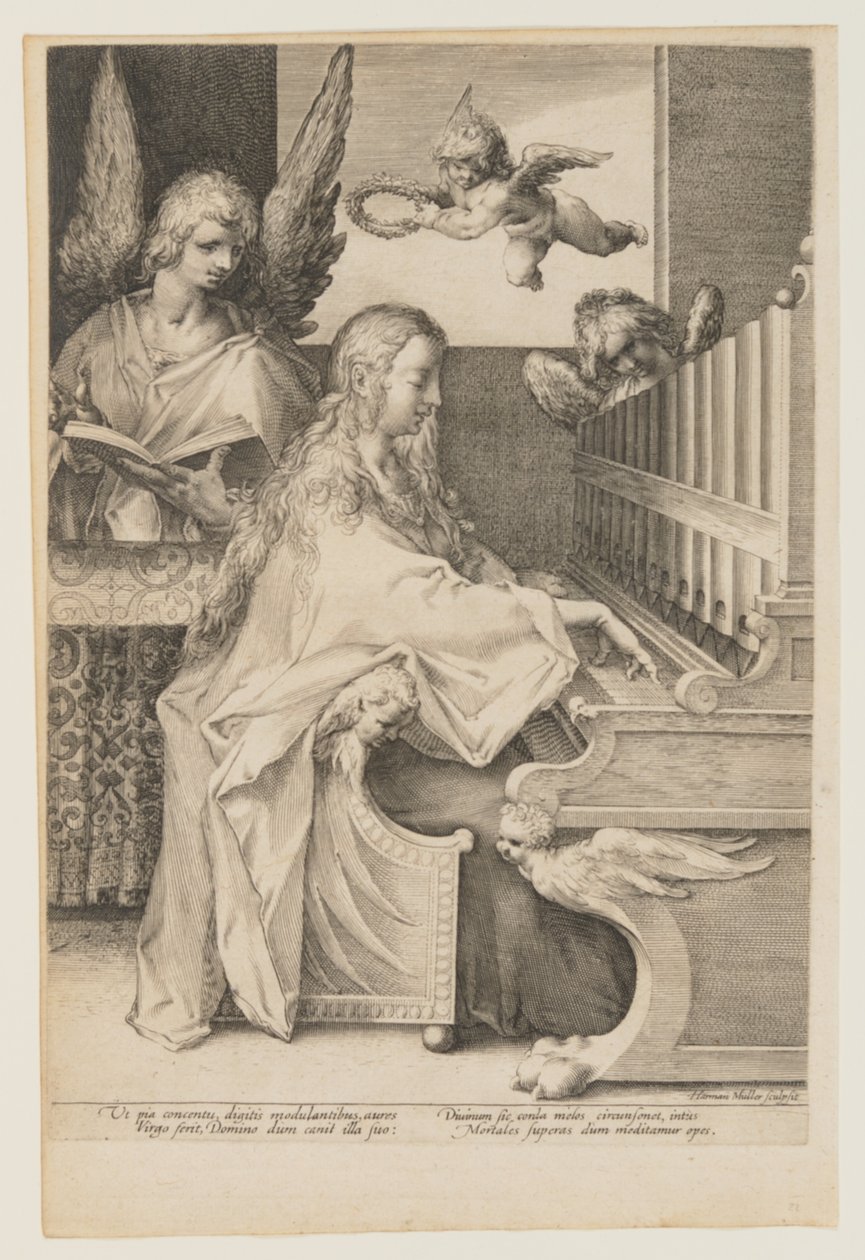 Svatá Cecílie hrající na varhany se dvěma anděly od Herman Jansz. Muller