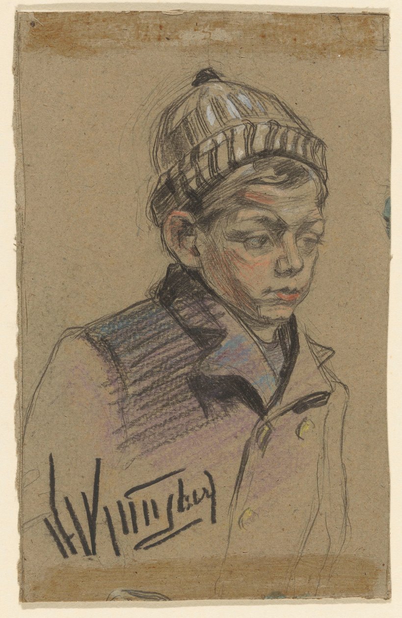 Chlapec s bundou a kloboukem od Herman Kruyder (signed by artist)