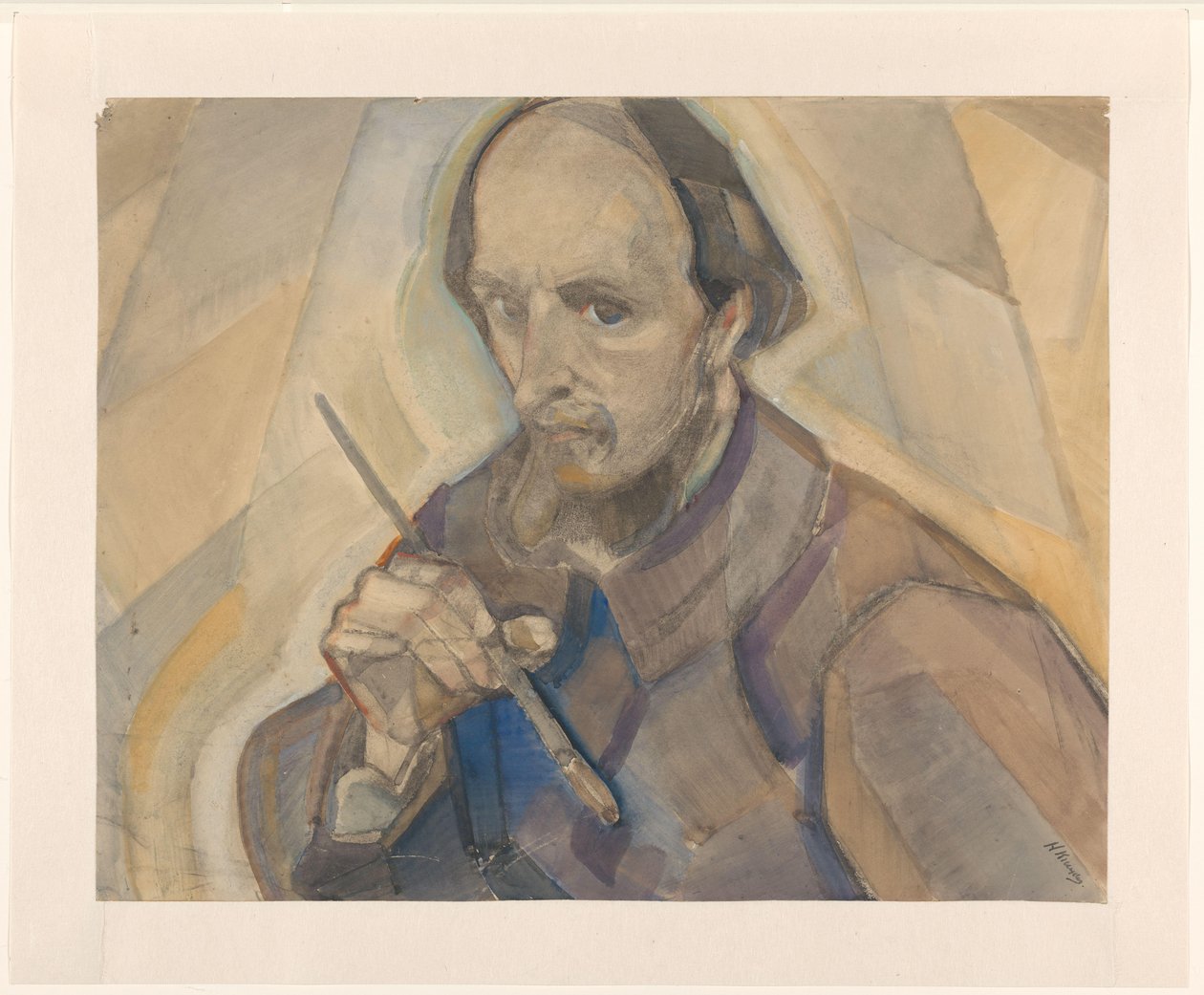Autoportrét se štětcem od Herman Kruyder (signed by artist)