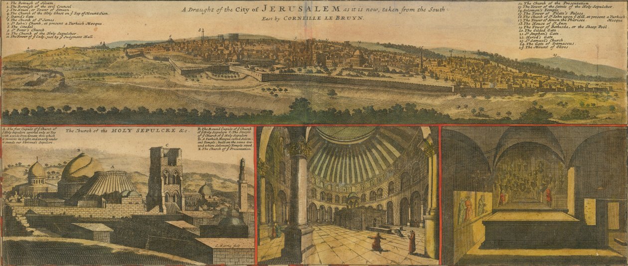 Pohledy na Jeruzalém z roku 1730, detail mapy Herman Moll od Herman Moll