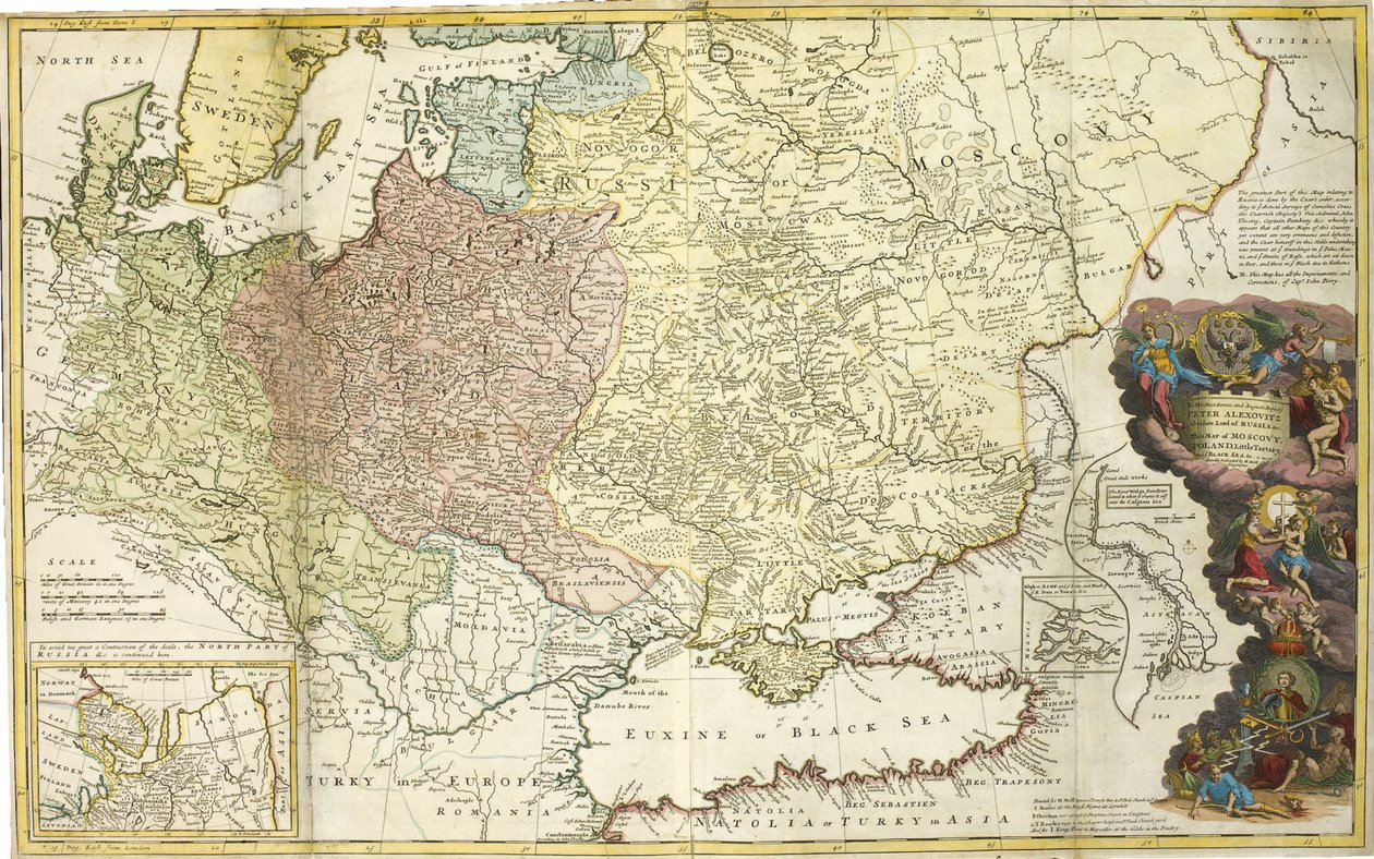 Mapa Muscovy od Herman Moll