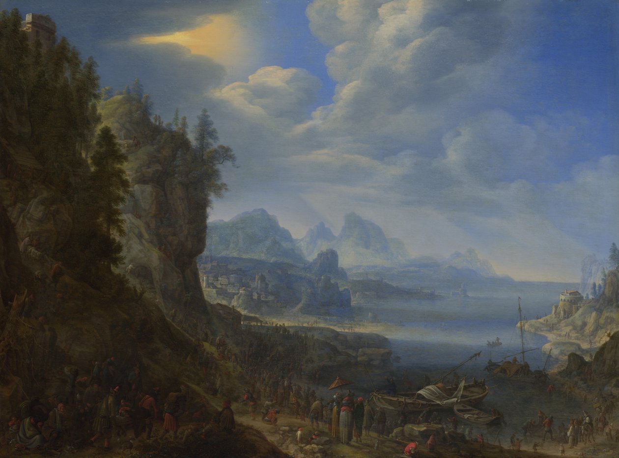 Kristus učí z lodi Saint Peters na Genezaretském jezeře, 1667 od Herman Saftleven