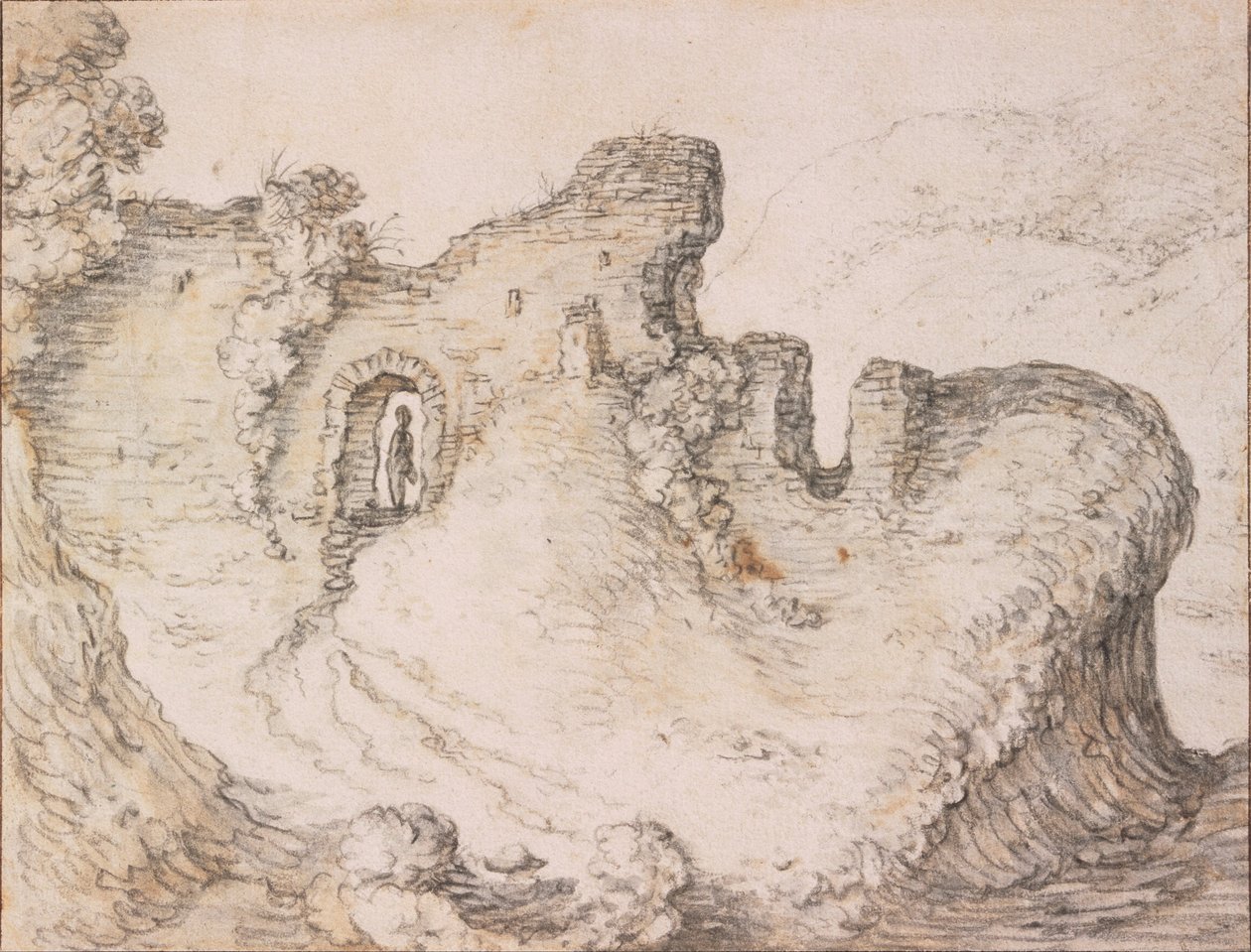 Hermann Saftleven (1609–1685), kolem roku 1650. „Ruina v podobě mužské tváře z profilu“, Centrální muzeum v Utrechtu, Nizozemsko od Herman Saftleven