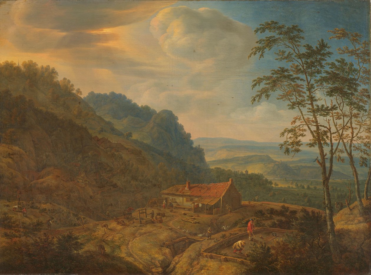 Horská krajina s farmou od Herman Saftleven