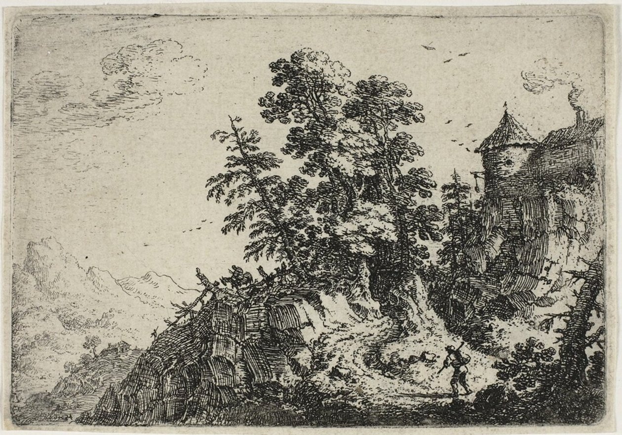 Poutníci na klikaté cestě, od Six Landscapes od Herman Saftleven