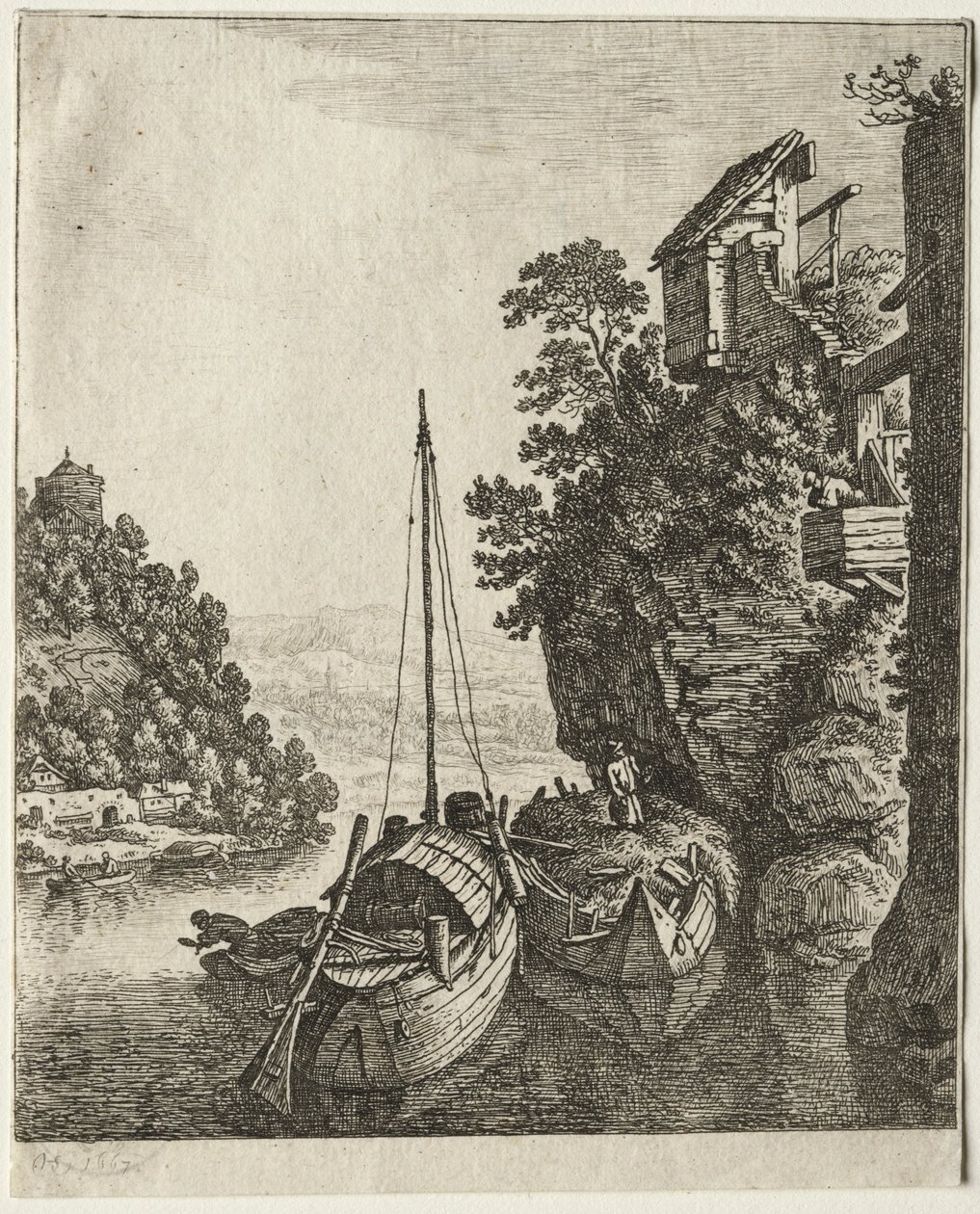 Dvě lodě kotvící pod skálou, 1667. od Herman Saftleven