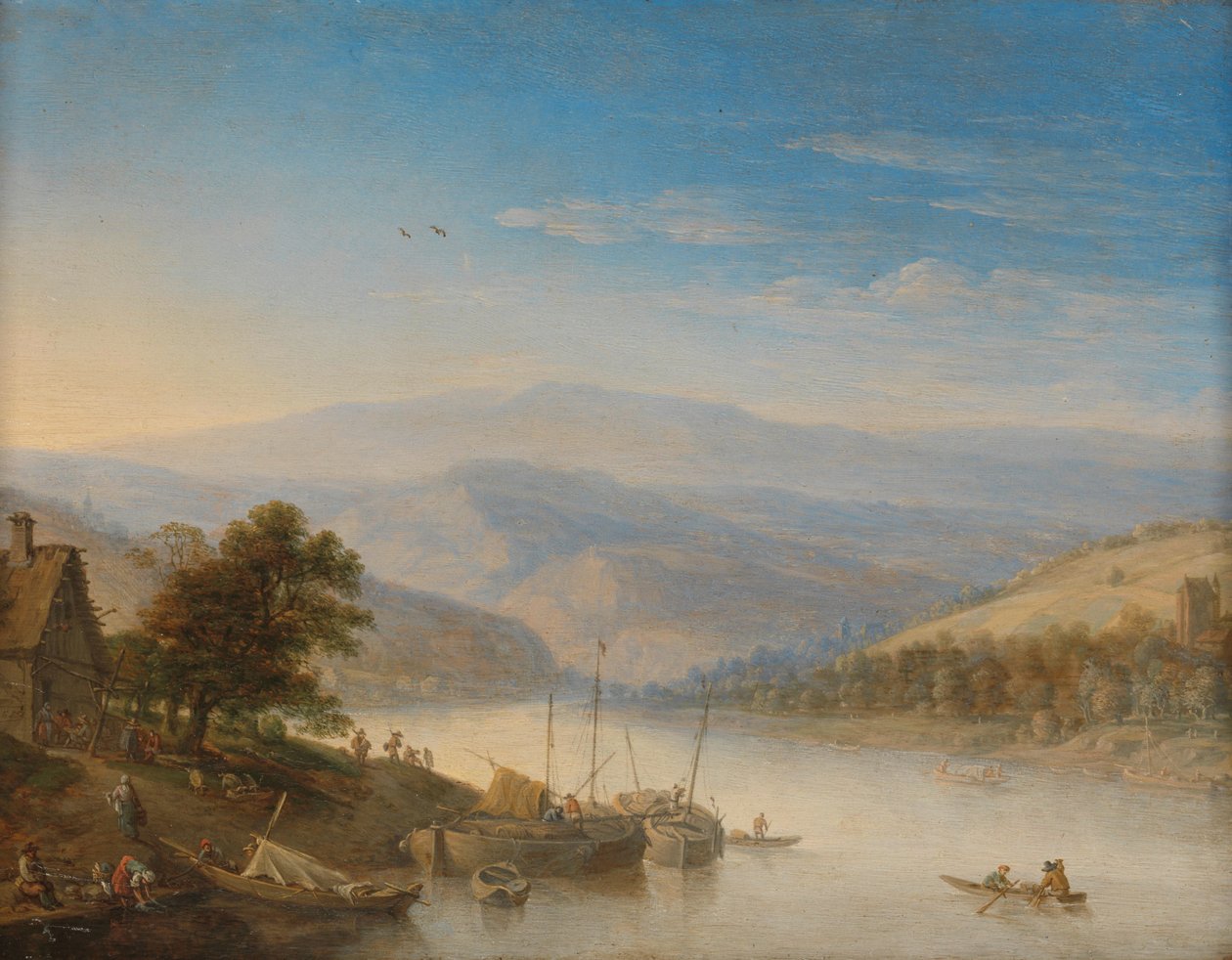 Pohled na řeku Rýn poblíž Andernach od Herman Saftleven