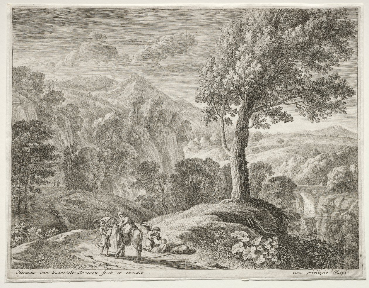 Velký strom a kaskáda, c. 1652-1654. od Herman van Swanevelt