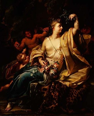 Bacchante s puttem, satyry a nymfy od Herman van der Myn