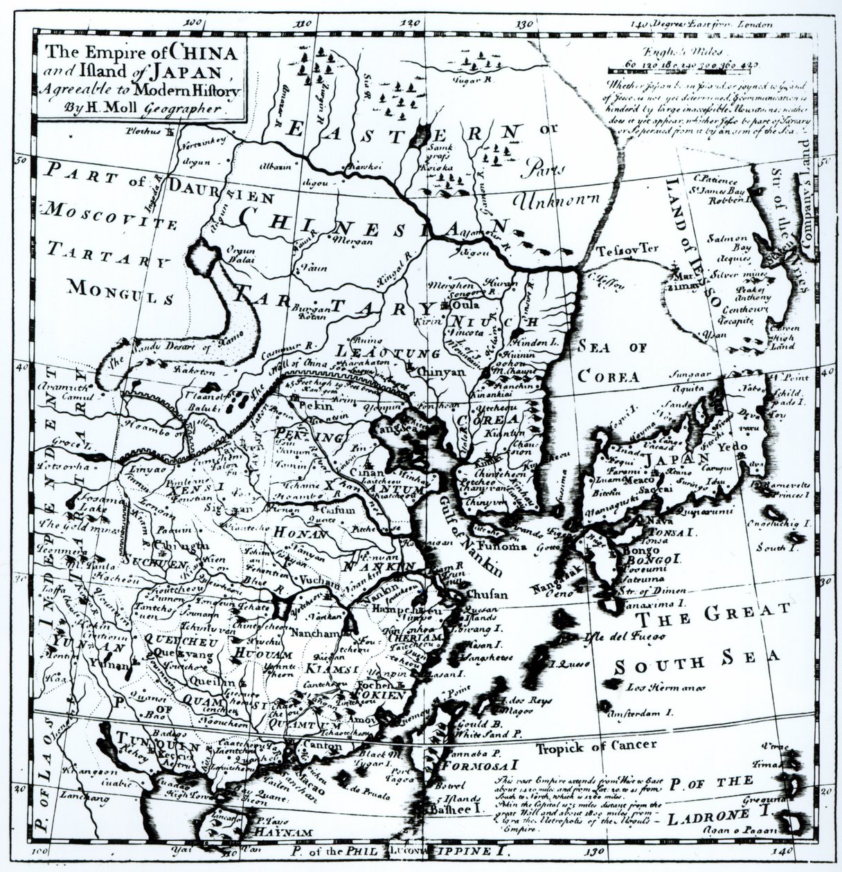 Čínská říše a Japonský ostrov, vyd. v Londýně od Hermann Moll