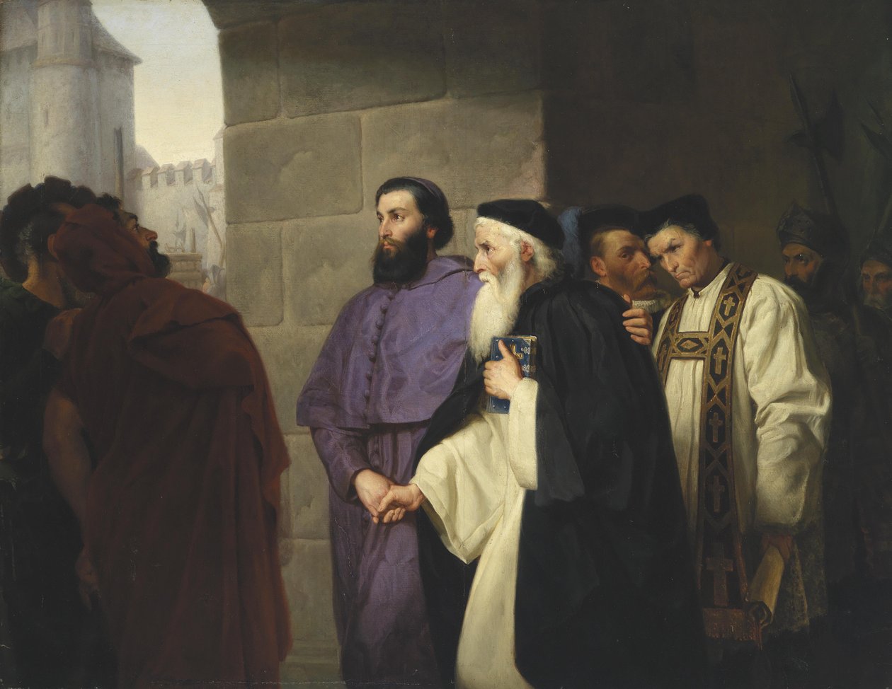 Hugh Latimer a Nicholas Ridley na cestě k kůlu od Hermann Schweder