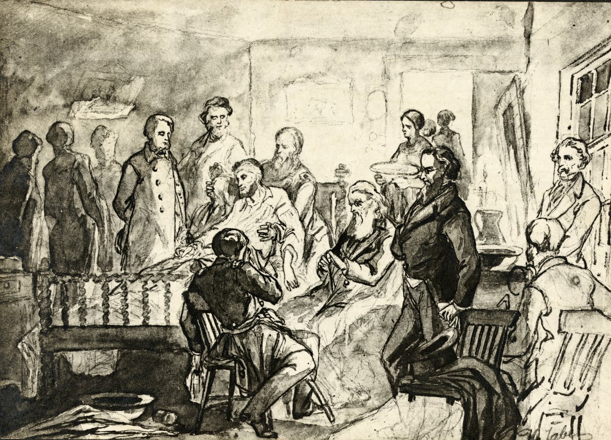 Abraham Lincoln na smrtelné posteli, kolem roku 1865 od Hermann Faber