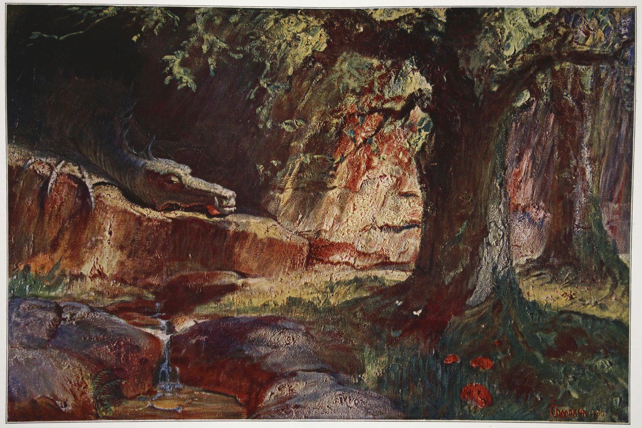 Fafner ve své jeskyni, 1906 od Hermann Hendrich