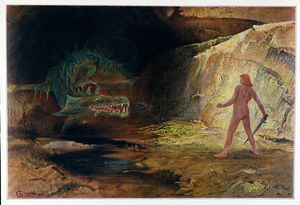 Siegfried a Fafner, 1906 od Hermann Hendrich