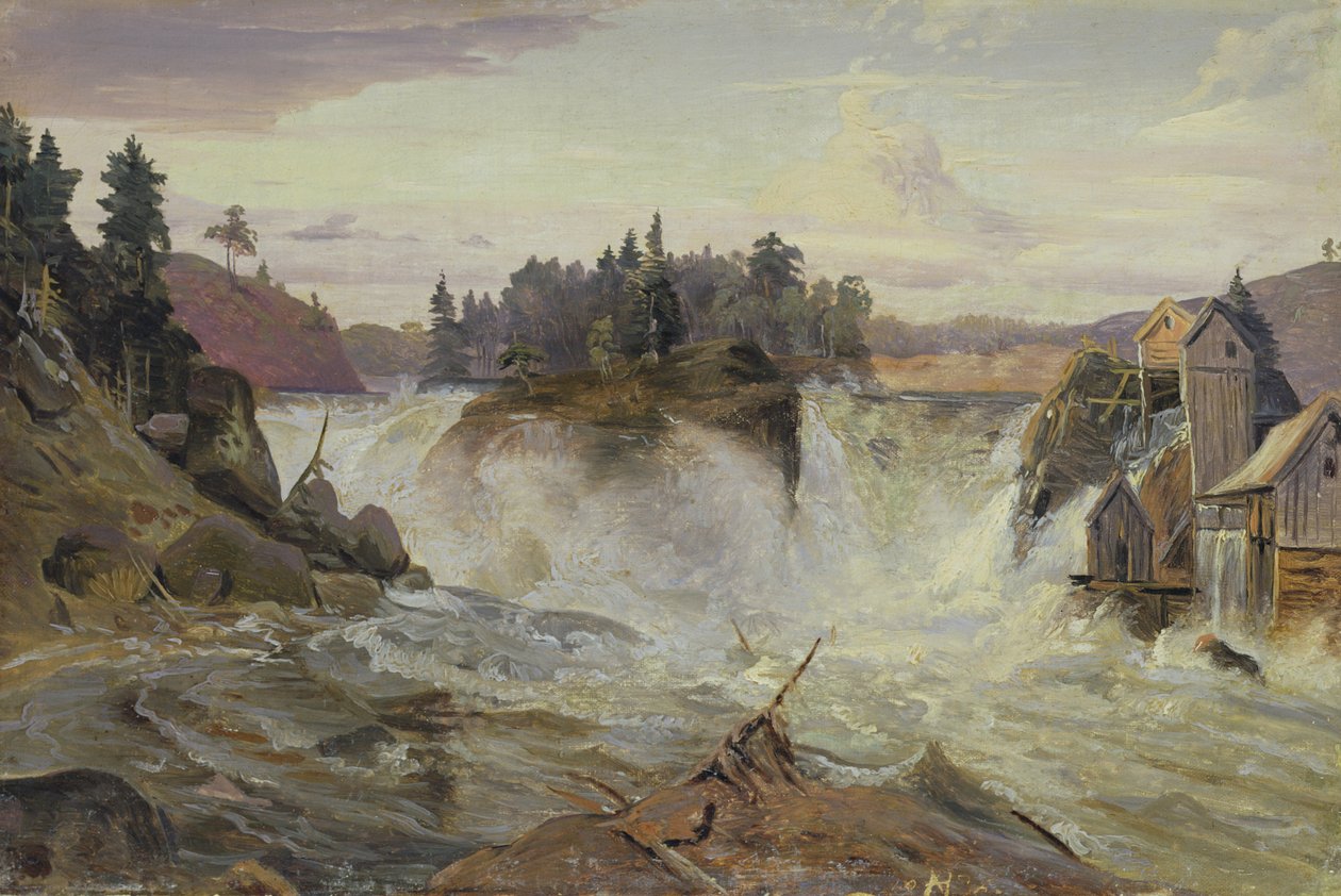 Vodopád v horách, 1836 od Hermann Joseph Neefe