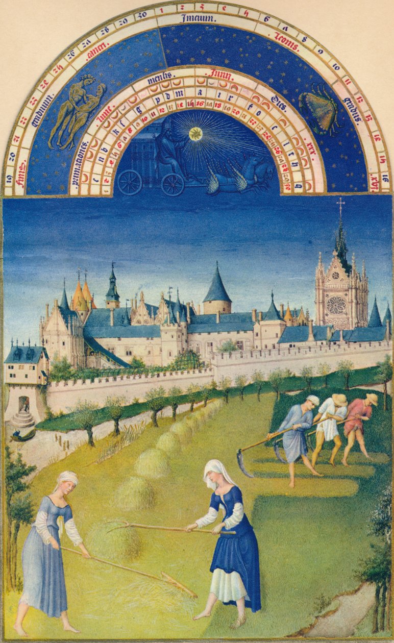 Červen - palác a kaple Sainte-Chapelle, 15. století, 1939 od Hermann Limbourg