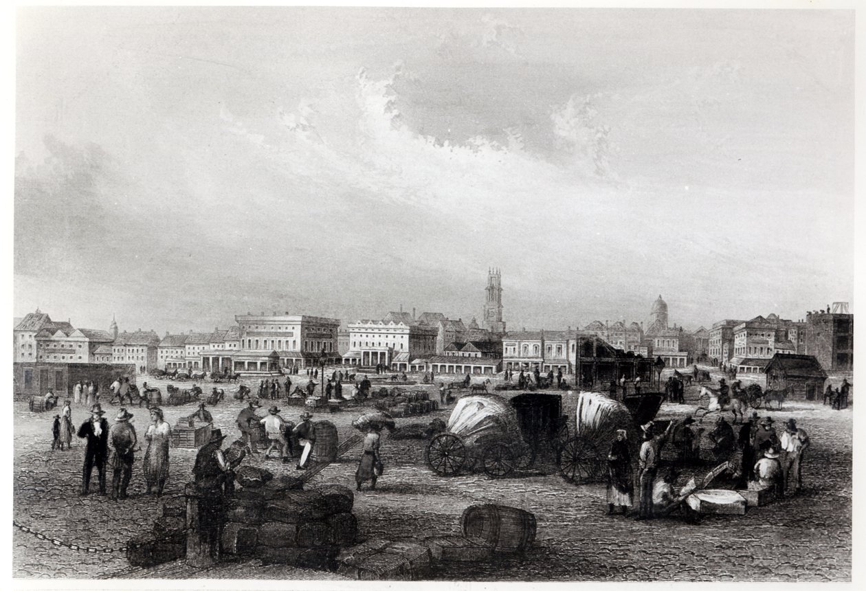 Am Kai Levee v New Orleans, cca 1840 (černobílá fotografie) od Hermann Meyer