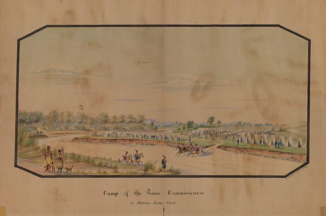 Tábor mírových komisařů v Medicine Lodge Creek, 1867. od Hermann Stieffel