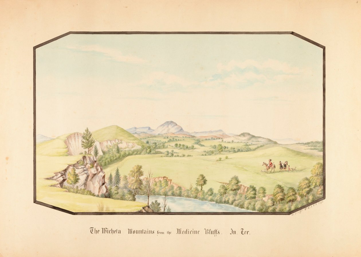 Pohoří Wichita z Medicine Bluff, Indiánské teritorium od Hermann Stieffel