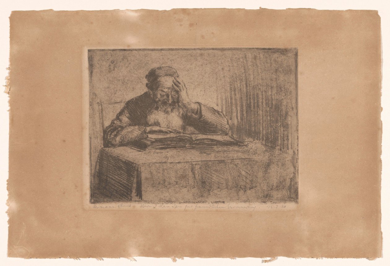 Židovský muž čte od Hermann Struck (signed by artist)